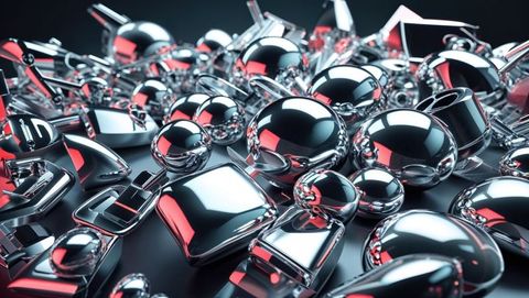futuristic chrome spheres and prisms with reflecting red and white light - Download Free Stock Images Pikwizard.com