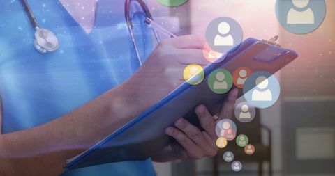 Doctor Using Digital Interface for Patient Records