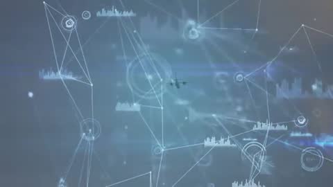 Futuristic Network Visualization with Airplane and Data Metrics