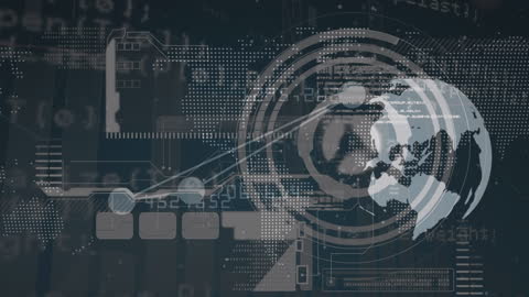 Futuristic Data Processing and Global Network Interface Animation