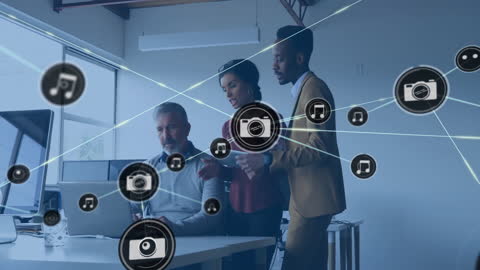 Diverse Business Team Engaging with Digital Network Interfaces