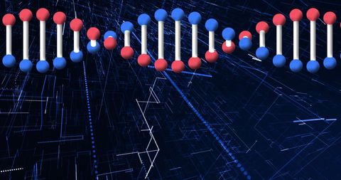 Futuristic DNA Structure with a 3D Cityscape