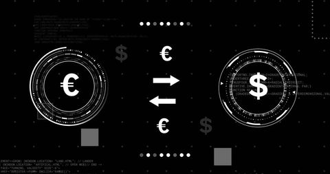 Digital currency exchange featuring euro and dollar symbols