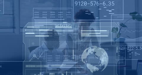 Business Professionals Analyzing Data Interface