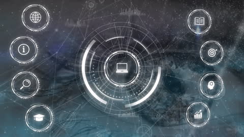 Futuristic digital interface with global business theme