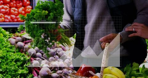 Couple choosing fresh produce at grocery store