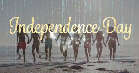 Young Friends Celebrating Independence Day at Beach