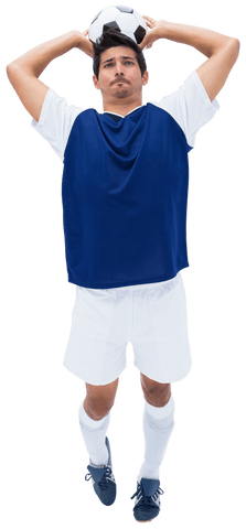 Caucasian Male Soccer Player Throwing Football with Transparent Background