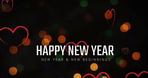 Festive New Year Celebration Illustration with Hearts - Download Free Stock Images Pikwizard.com