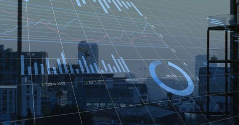 Financial Analytics Interface Overlay on Urban Cityscape - Download Free Stock Images Pikwizard.com