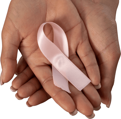 Close-up view of hands delicately holding a pink ribbon symbolizing breast cancer awareness. Ideal for awareness campaign materials, educational resources, health organization promotions, and initiatives supporting breast cancer survivors. Emphasizes support, advocacy, and commitment to health causes.