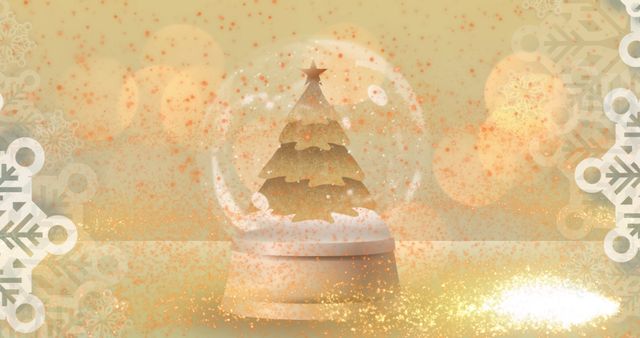 Festive Snow Globe with Christmas Tree and Falling Stars - Download Free Stock Images Pikwizard.com