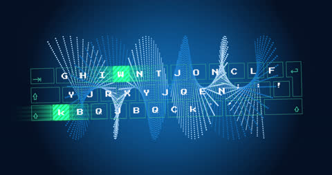 Animated Fingerprint on Keyboard Matrix Highlighting Cybersecurity