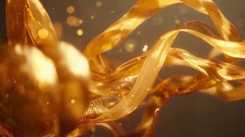 Golden Ribbons Opening with Glitter and Glow Effect