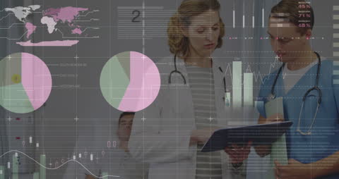 Caucasian Medical Team Analyzing Digital Health Data