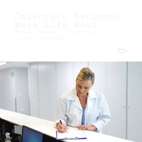 caucasian female doctor emphasizing work-life balance in national celebration - Download Free Stock Templates Pikwizard.com