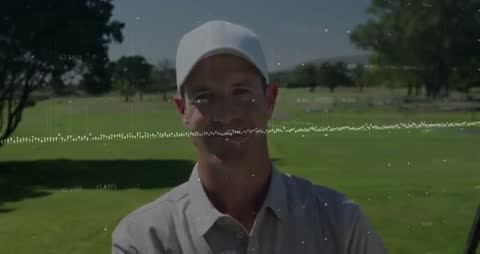 Golfer Embracing Technology With Graph Animation on Course