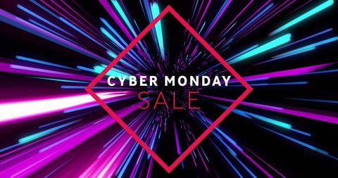 Cyber Monday Sale Neon Light Design with Vibrant Neon Trails - Download Free Stock Images Pikwizard.com