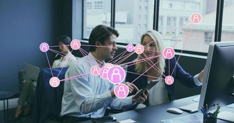 Modern Professionals Collaborating in Connected Office