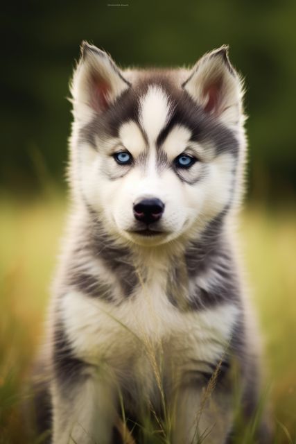 Portrait of cute siberian husky puppy in nature, created using generative ai technology - Download Free Stock Photos Pikwizard.com