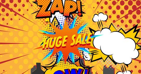 Vibrant Retro Comic Huge Sale Illustration