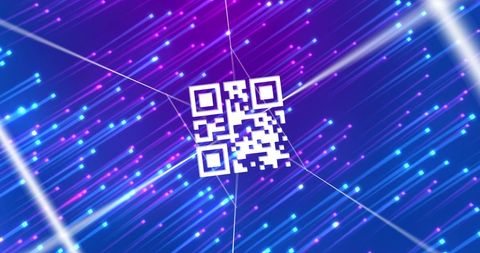 Futuristic qr code in dynamic neon lights