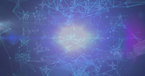 Abstract Network with Nodes and Lines in Digital Display