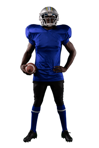 African american football player in uniform on transparent background