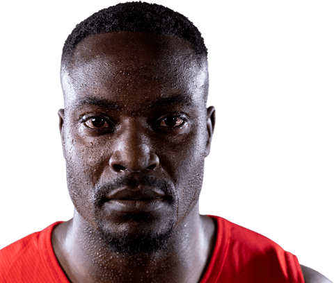 Sweat-Drenched African American Athlete Close-Up on Transparent Background
