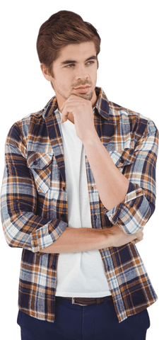 thoughtful man in plaid shirt isolated, transparent background - Download Free Stock Videos Pikwizard.com
