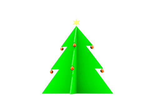 Colorful digital christmas tree with decorations on transparent background