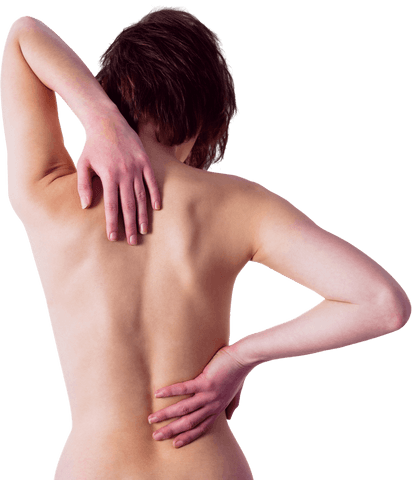 Transparent Image of Woman Clutching Neck in Pain
