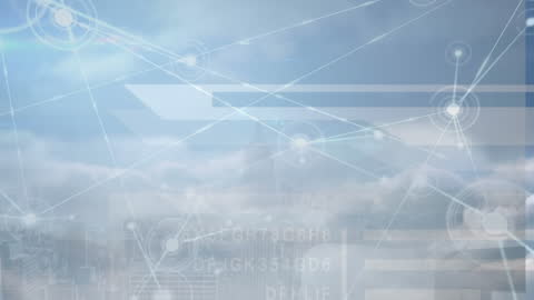 Digital Data Streams Across Urban Skyline