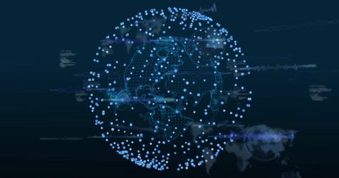 Global Digital Network with Data Points on Virtual Globe - Download Free Stock Images Pikwizard.com