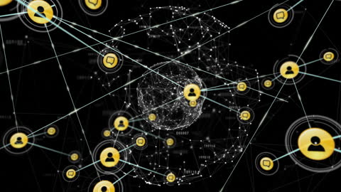 Global Digital Networking Theme with User Icons and Connections
