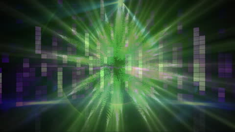 Abstract Digital Light Streaks with Vivid Green Glow