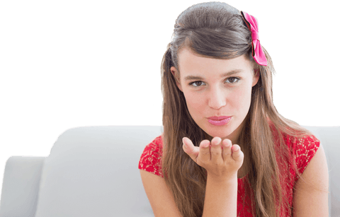 young woman blowing transparent kiss gesture wearing red dress - Download Free Stock Videos Pikwizard.com