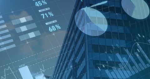 digital data analytics over modern glass building - Download Free Stock Images Pikwizard.com