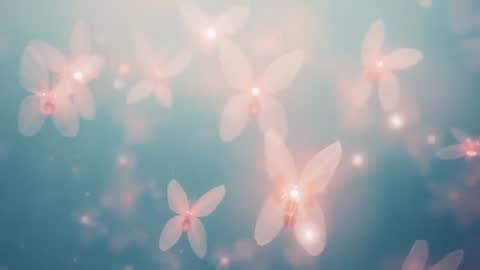 Mystical Floating Shapes on Teal Background