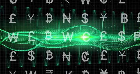 Digital currency exchange concept with global connections