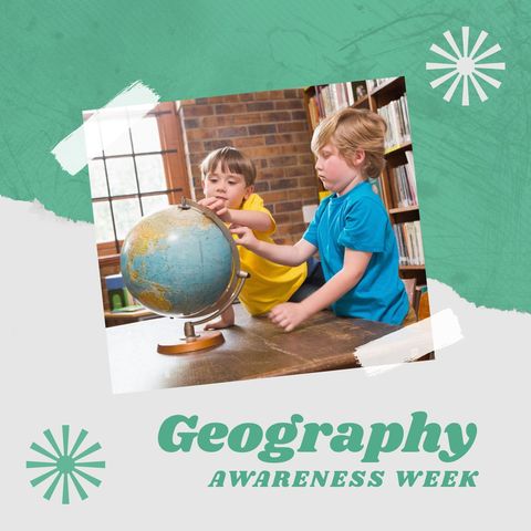children engaging with globe during geography awareness week - Download Free Stock Templates Pikwizard.com
