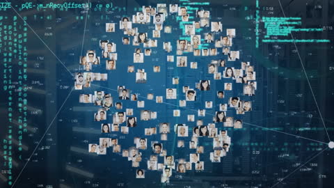 Digital Globe Made of User Photos with Data Connection Network