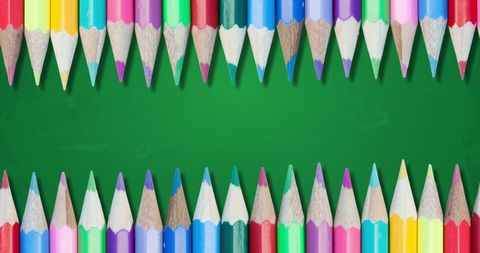 Vibrant Colored Pencils on Green Background for Back to School - Download Free Stock Images Pikwizard.com