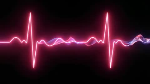 Looping Neon ECG Waveform Animation With Pulsing Ribbon Light and Glowing Heartbeat Spikes