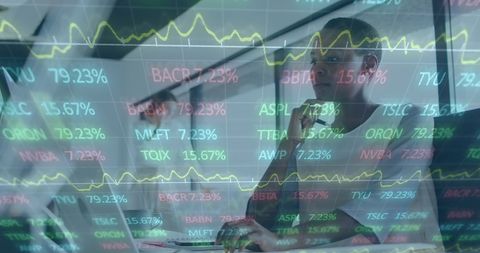 Analyzing market data trends on digital interface