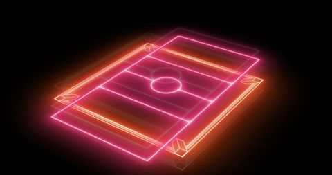 Futuristic Neon Sports Field with Ring on Black Burgundy