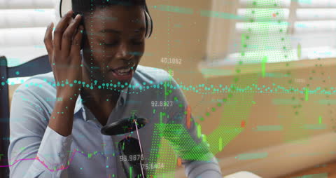 Student Using Tablet with Mathematical Equations Overlay