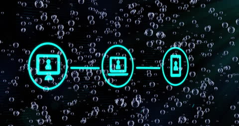 Digital Communication Icons Network with Futuristic Elements