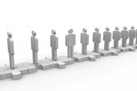 Figures Standing on Puzzle Pieces Transparent Connectivity Image