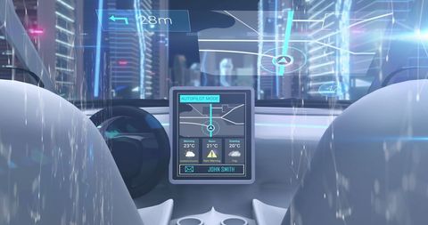 Futuristic Autonomous Car with Digital Dashboard Interface